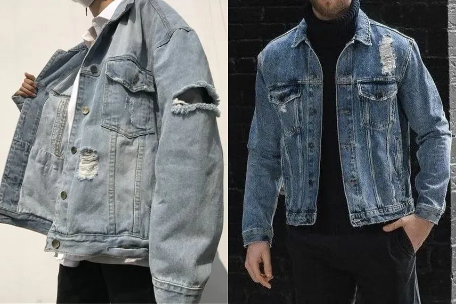Áo khoác denim nam rách