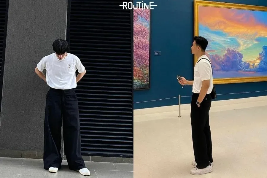 Phối đồ Tết nam đơn giản cùng 2 màu Trắng và Đen