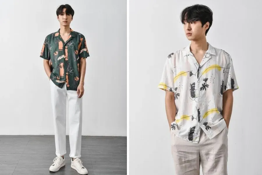 Sơ mi linen họa tiết là món đồ must have cho những chuyến du lịch hè