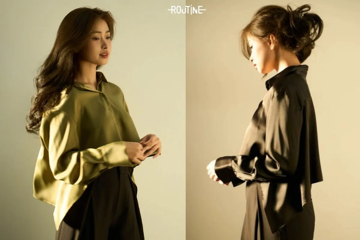 kiểu áo sơ mi lụa nữa đẹp