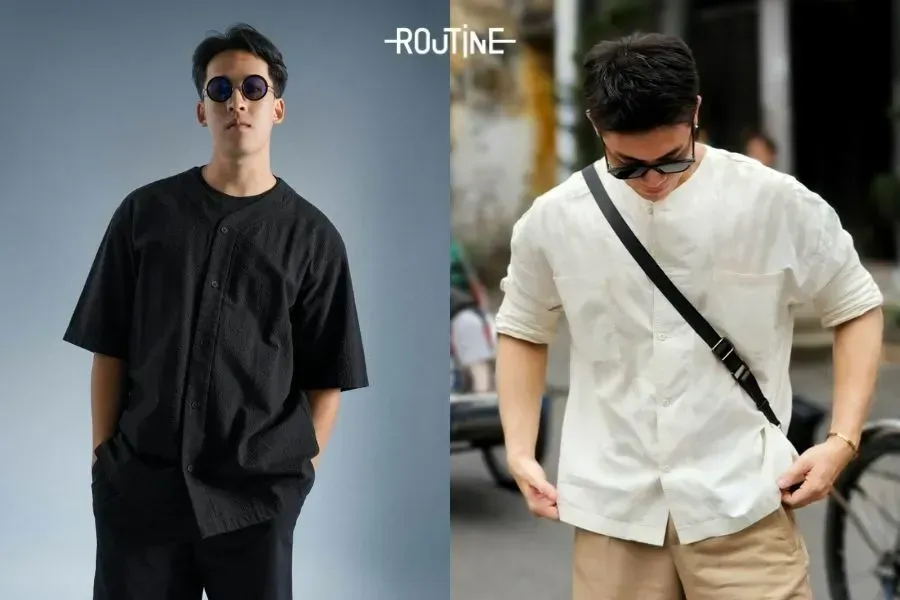 Áo sơ mi oversize mix cùng quần short nam tăng thêm tính thời trang, cá tính