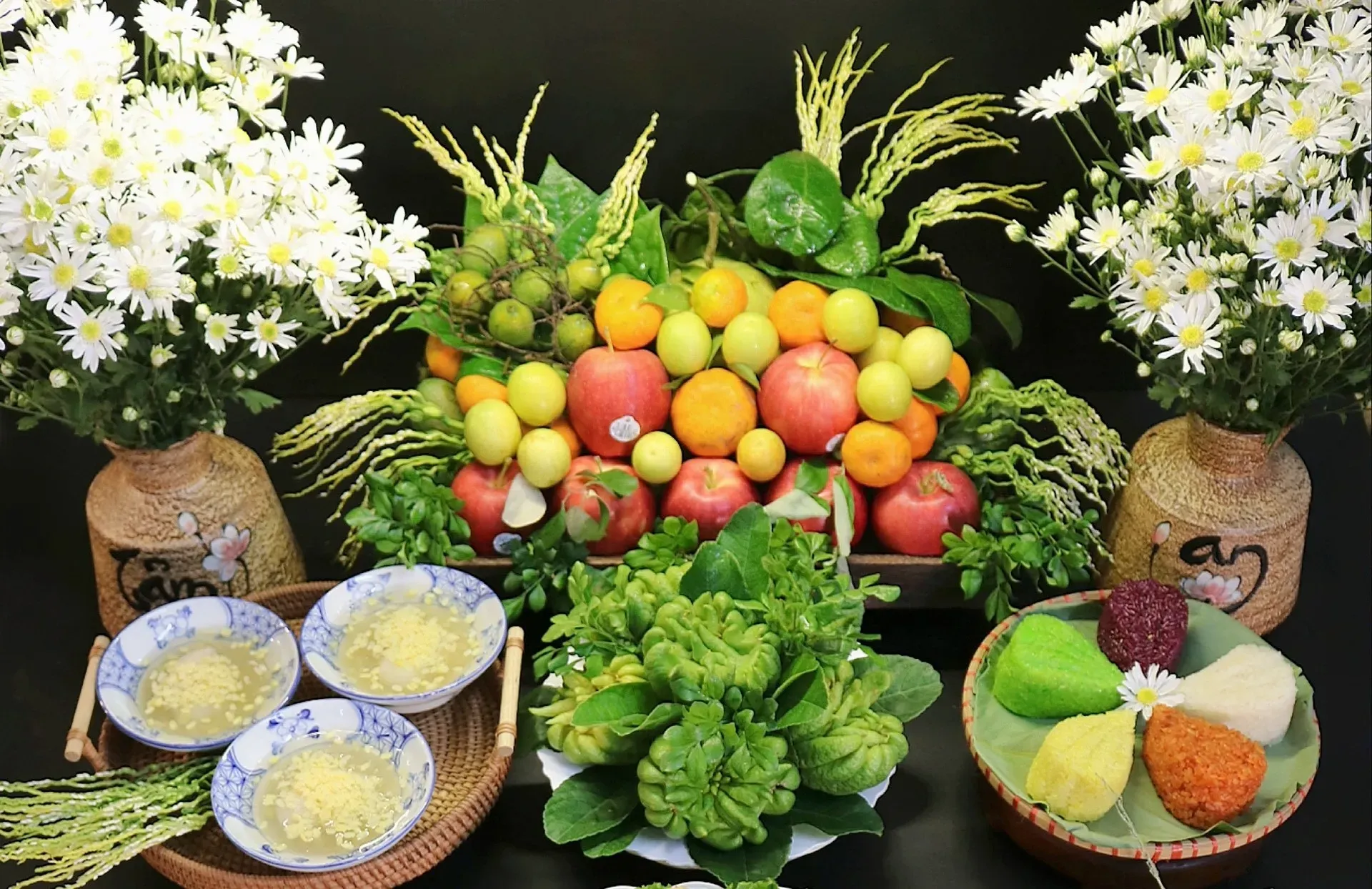trang trí mâm ngũ quả đẹp và nhiều