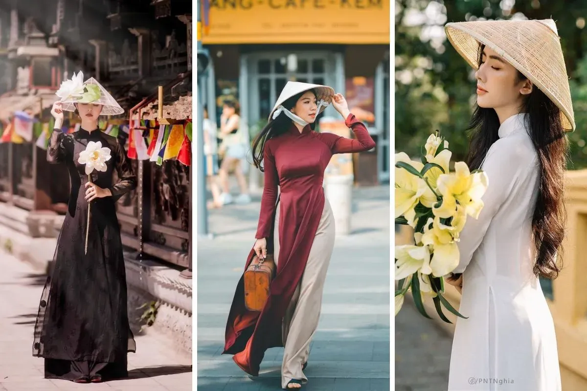 Chụp ảnh áo dài với nón lá siêu xinh