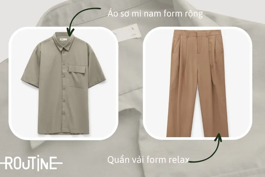 Mix áo sơ mi nam form rộng cùng quần vải form relax