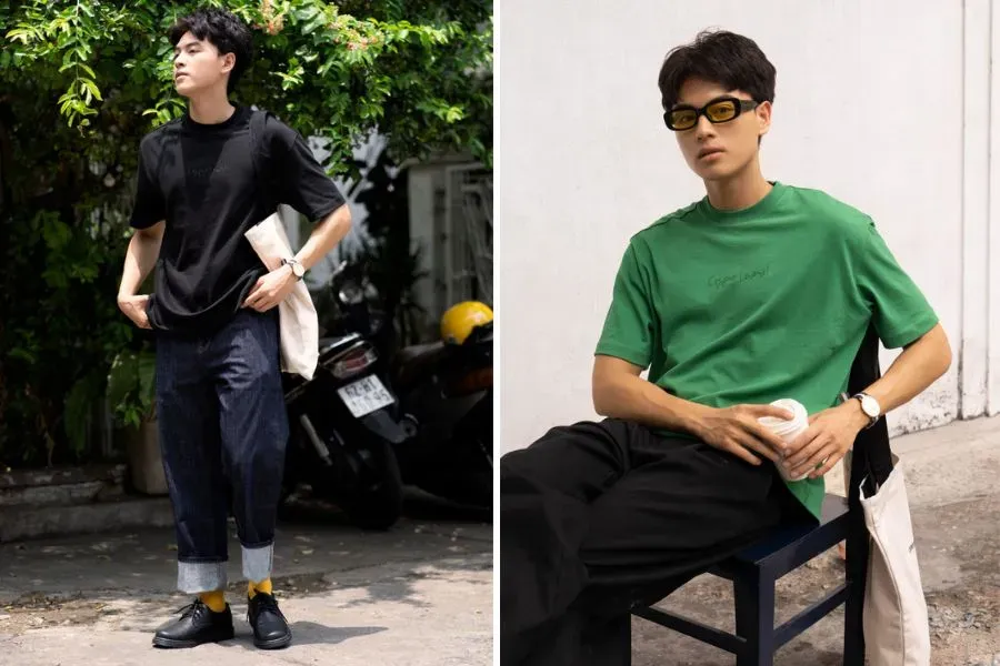 Áo Thun Nam Tay Ngắn Vải Coffee In Chữ Form Loose - 10S23TSS062