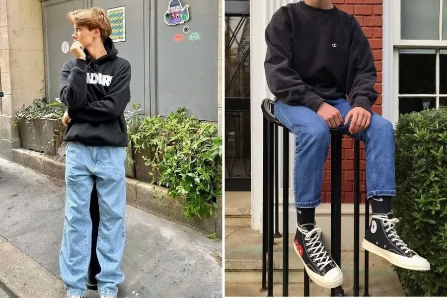 Áo sweater kết hợp cùng quần jeans là chân ái khi du lịch mùa lạnh dành cho các chàng trai