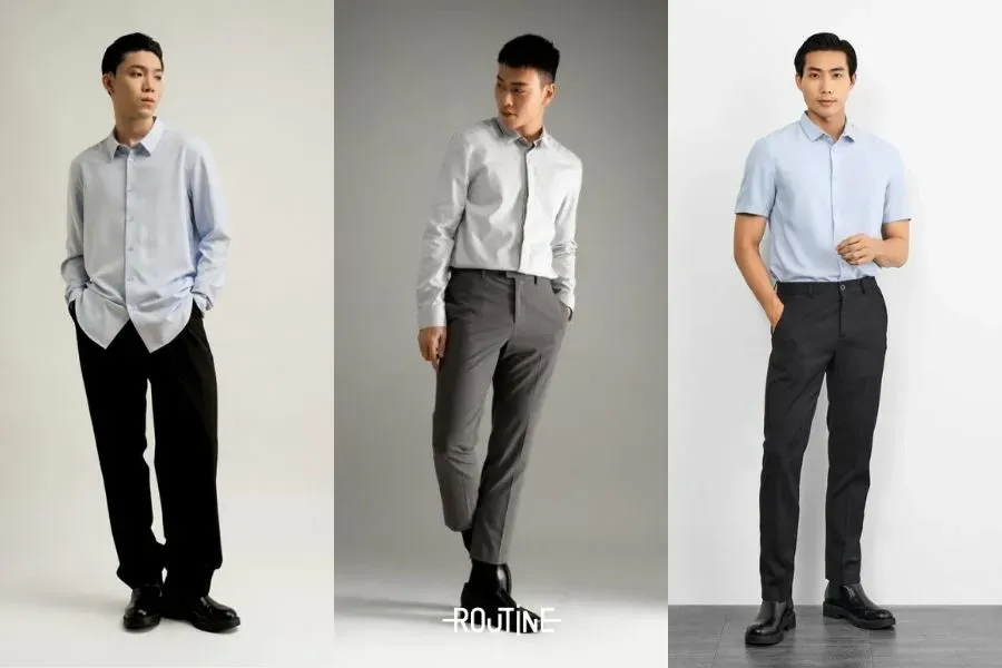 Phối áo sơ mi cùng quần tây nam chuẩn phong cách Hàn Quốc