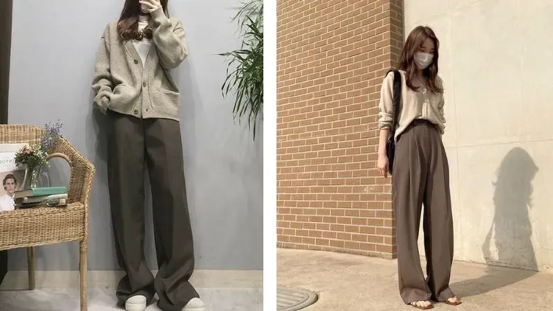 Mẹo phối đồ với áo cardigan nữ và quần tây ống rộng đẹp