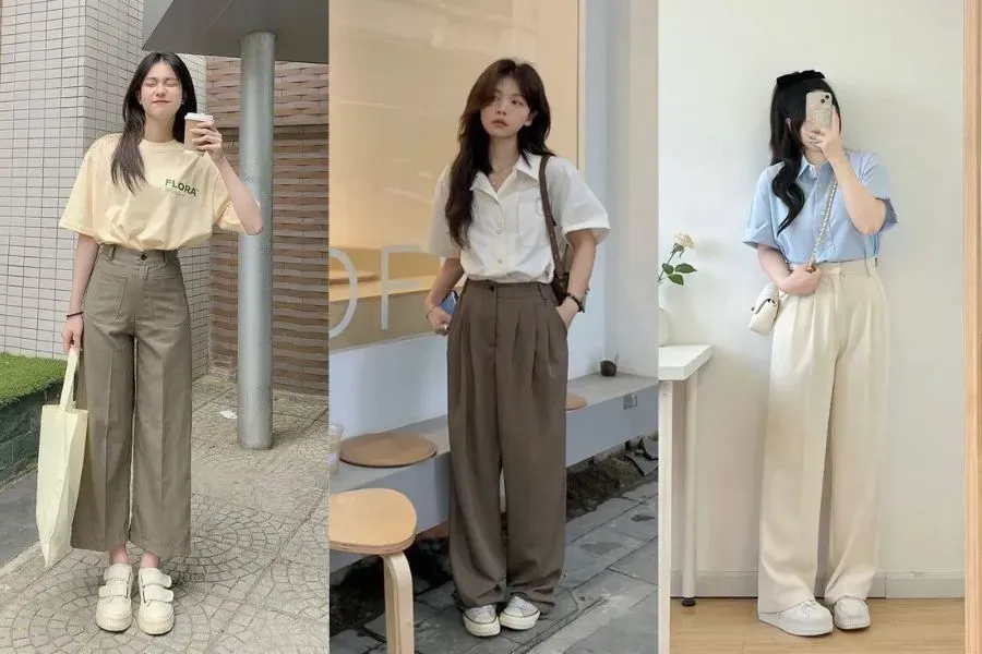 thoải mái với quần ống rộng và áo oversize