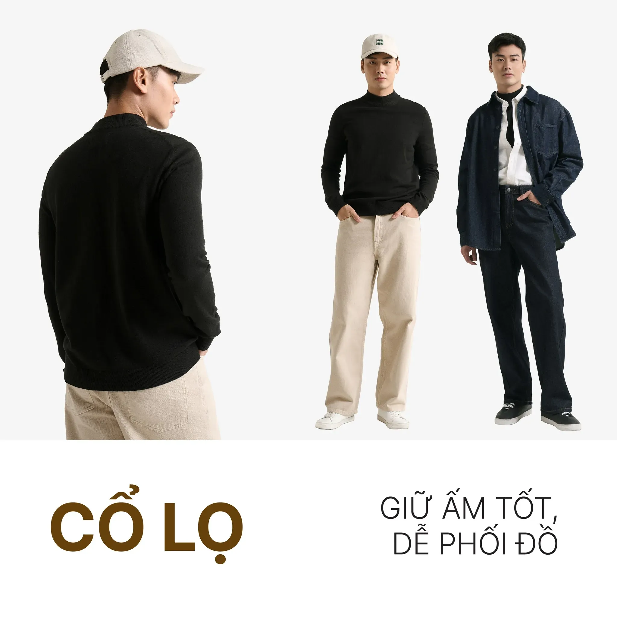 phối đồ với áo len cổ lọ