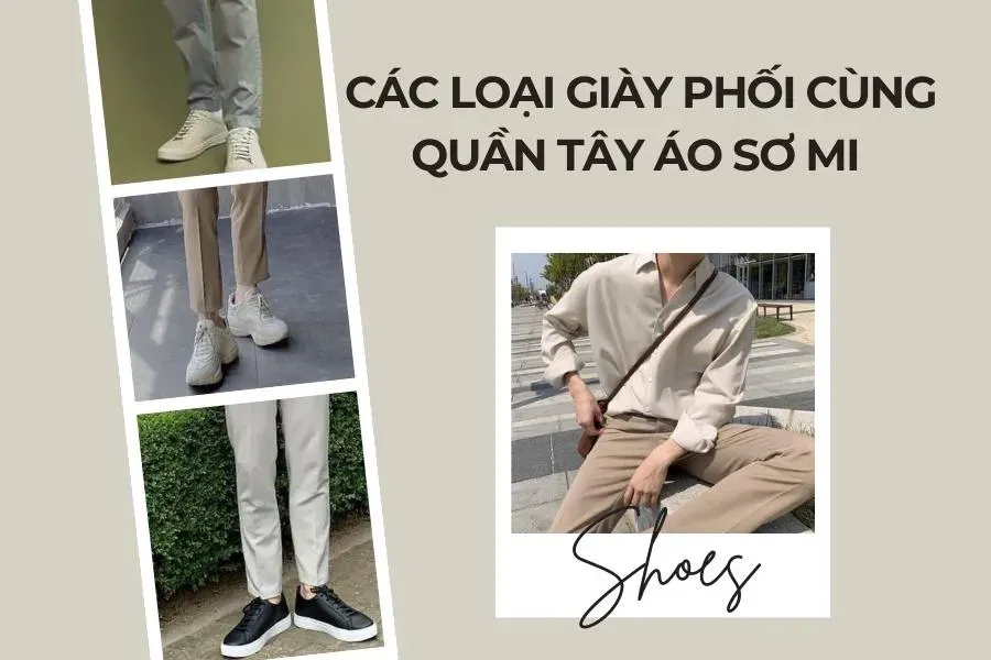 Giày sneaker hiện đang là lựa chọn phổ biến nhất khi phối cùng quần tây áo sơ mi.