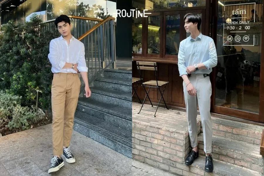 Outfit đi làm thanh lịch cùng áo sơ mi nam Hàn Quốc