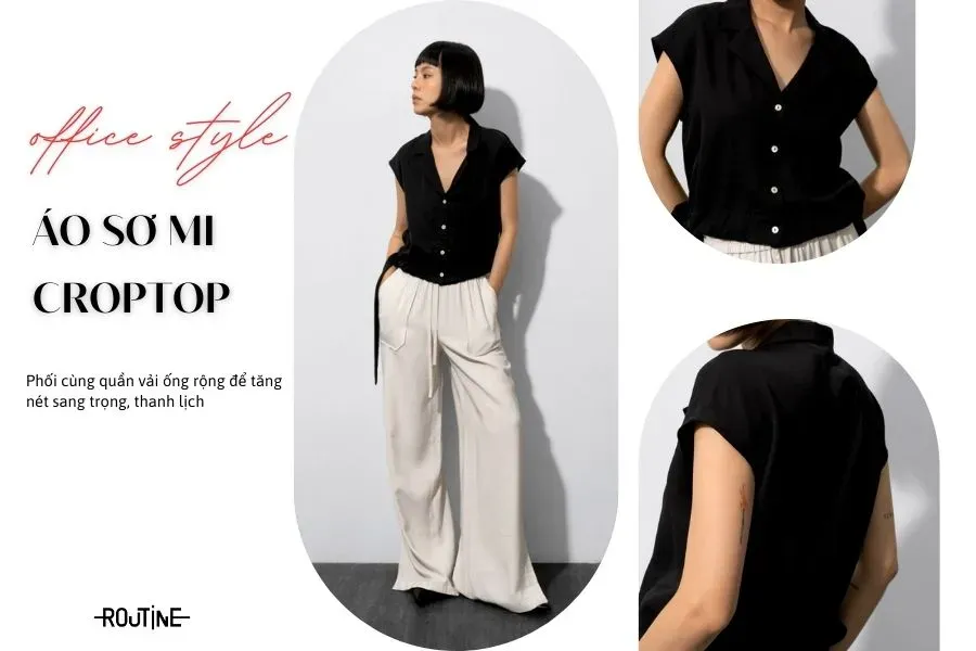 Cách phối áo sơ mi croptop nữ thanh lịch chốn công sở