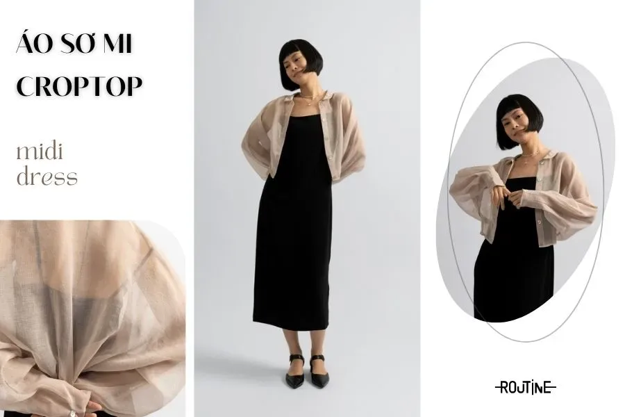 Mới lạ với phong cách mặc áo sơ mi croptop cùng đầm