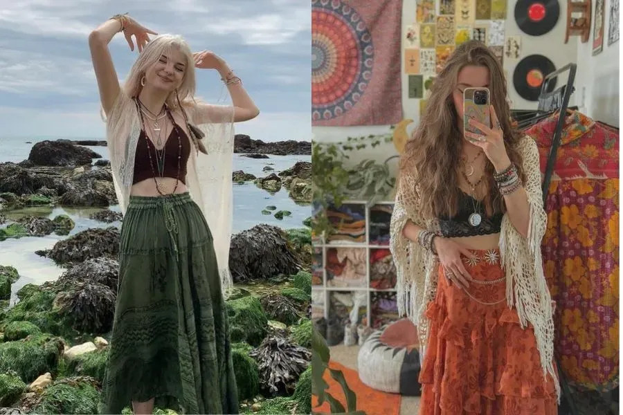 Thời trang Hippie nữ tự do vẫn được một số bạn nữ yêu thích trong năm 2024 (Nguồn: Pinterest)
