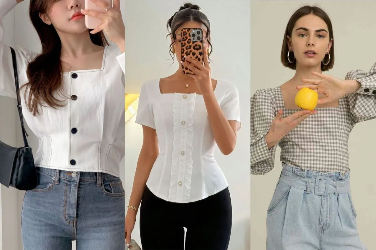 Mẫu áo sơ mi nữ cổ vuông tay dài đầy quý phái (Nguồn: Internet)