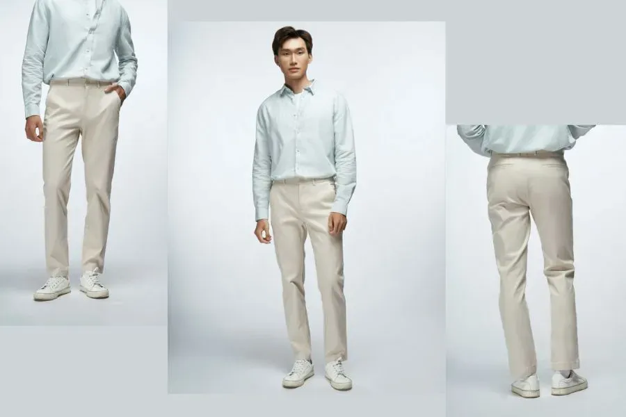 Quần kaki kết hợp áo sơ mi cũng là bộ đôi outfit hoàn hảo cho mùa thu đông
