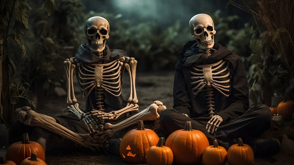Bộ xương người cũng là những phụ kiện trang trí Halloween thường thấy (Nguồn: Internet)