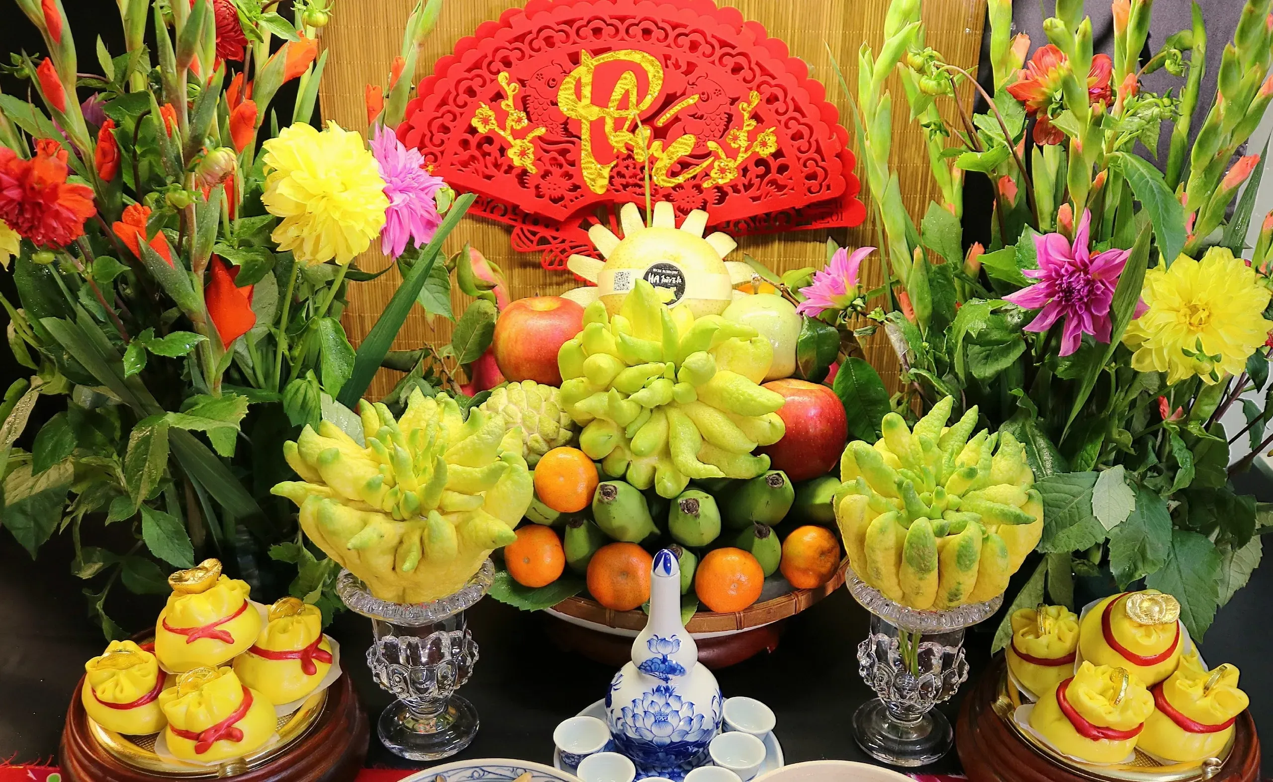 mâm ngũ quả sắp xếp đơn giản, đẹp