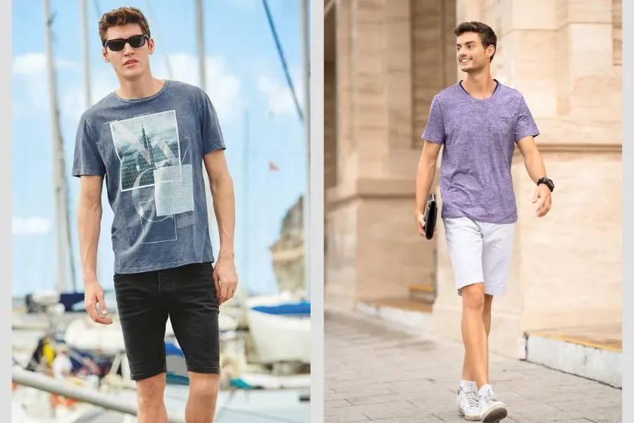 Quần short kết hợp cùng chiếc áo thun cao cấp vừa thoải mái vừa đảm bản được tính thời trang của outfit.