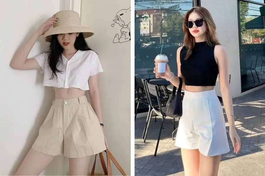 Sự kết hợp của quần short nữ và chiếc áo croptop là một trong những outfit mang lại vẻ ngoài mạnh mẽ và cá tính nhất cho các nàng.