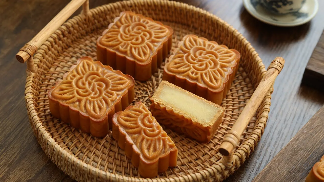 Bánh trung thu nhân đậu xanh mềm mịn thơm bùi