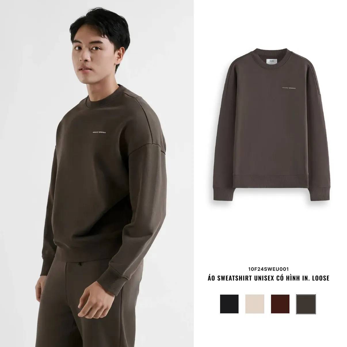 Cách phối đồ tone sur tone cùng màu cho nam giới với áo sweatshirt năng động (Nguồn: Routine)