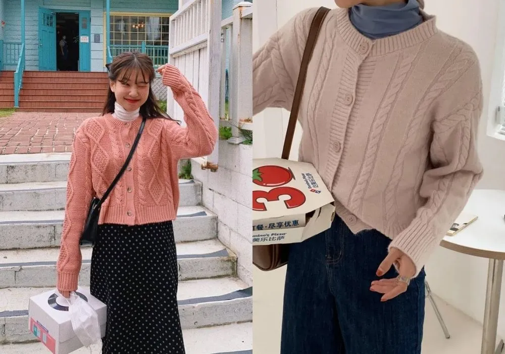 Diện áo len cổ lọ và áo khoác cardigan ấm áp, thanh lịch (Nguồn: Internet)