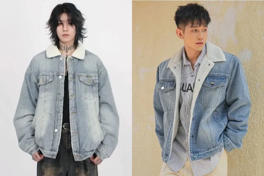 Áo khoác jean nam lót bông
