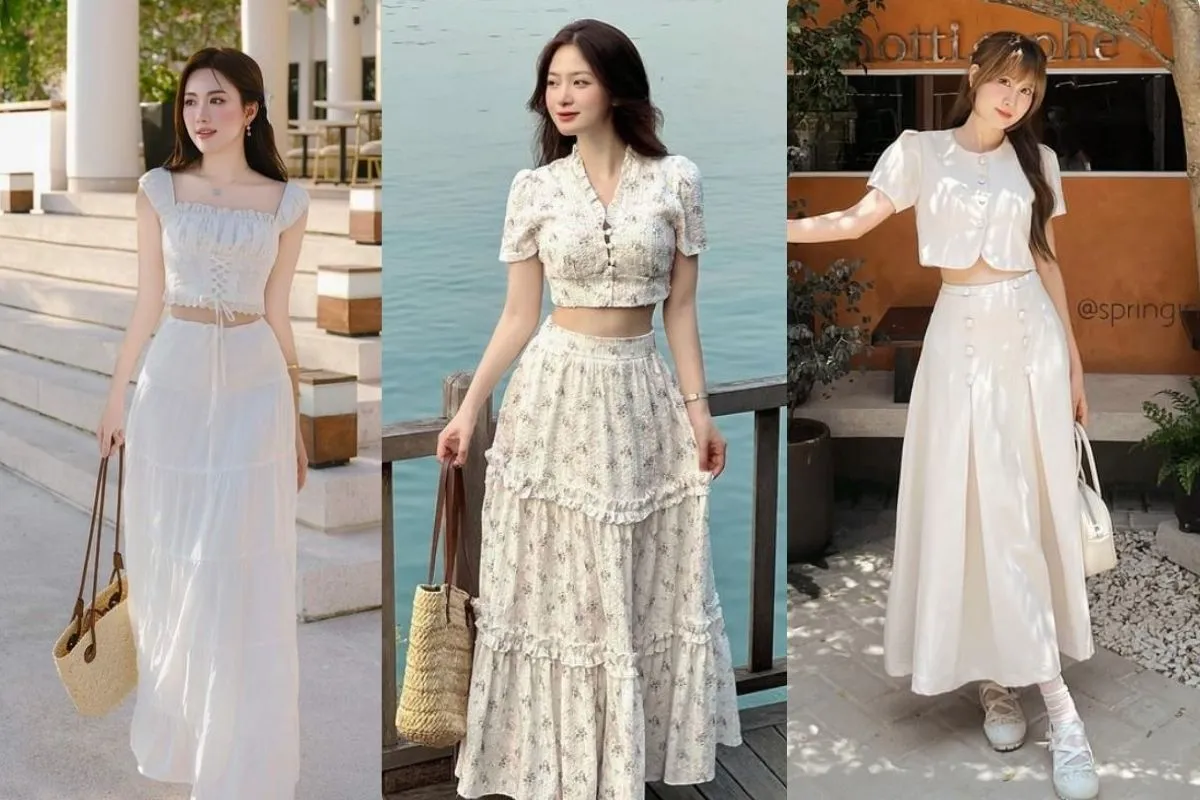 Cá tính pha lẫn nét quyến rũ khi midi phối cùng áo croptop (Nguồn: Internet)