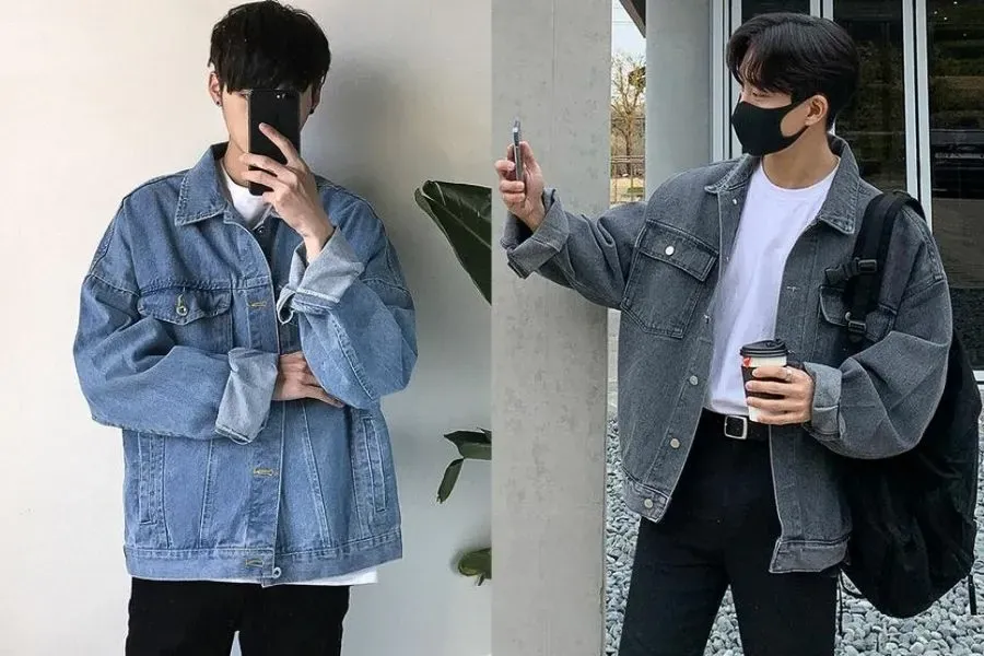 Áo khoác jean form rộng nam Hàn Quốc