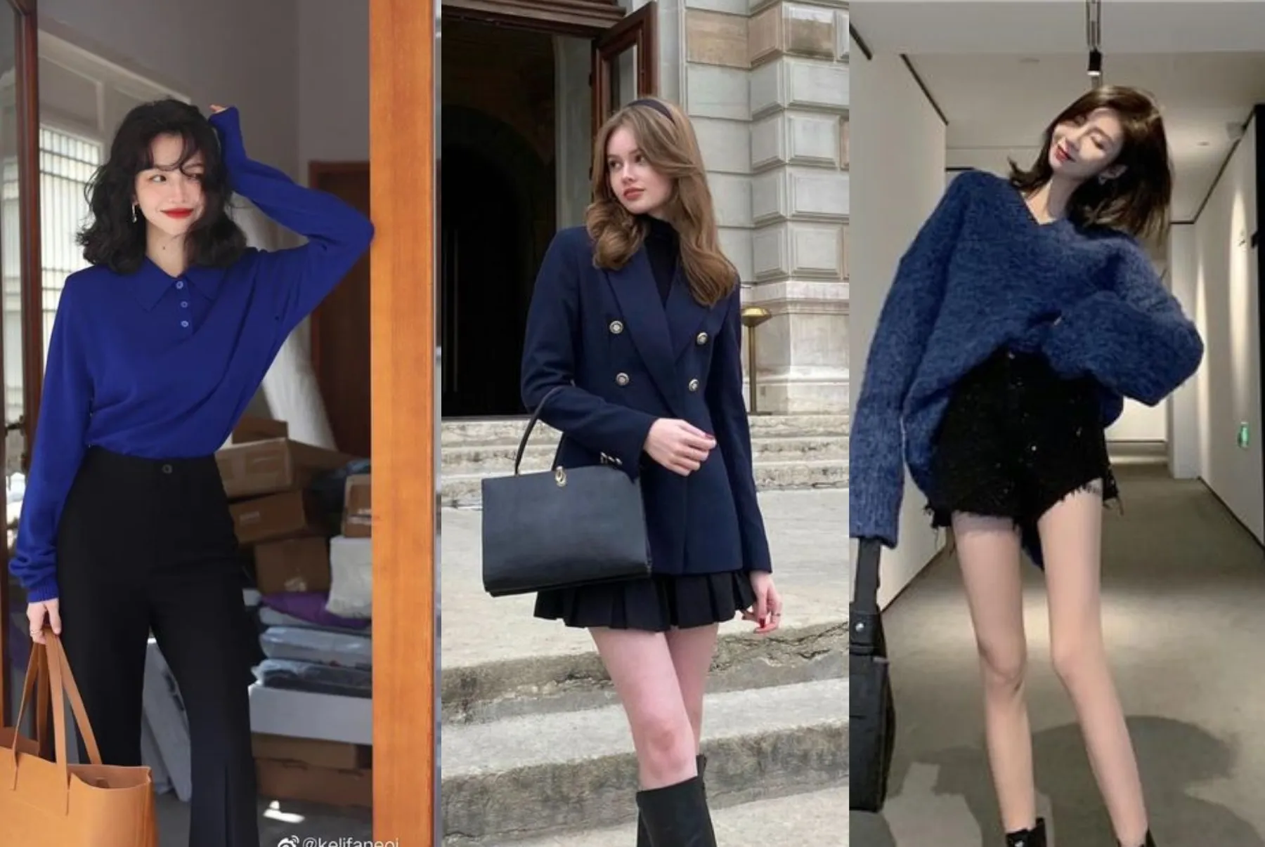 Đa dạng cách phối màu xanh dương và màu đen huyền bí