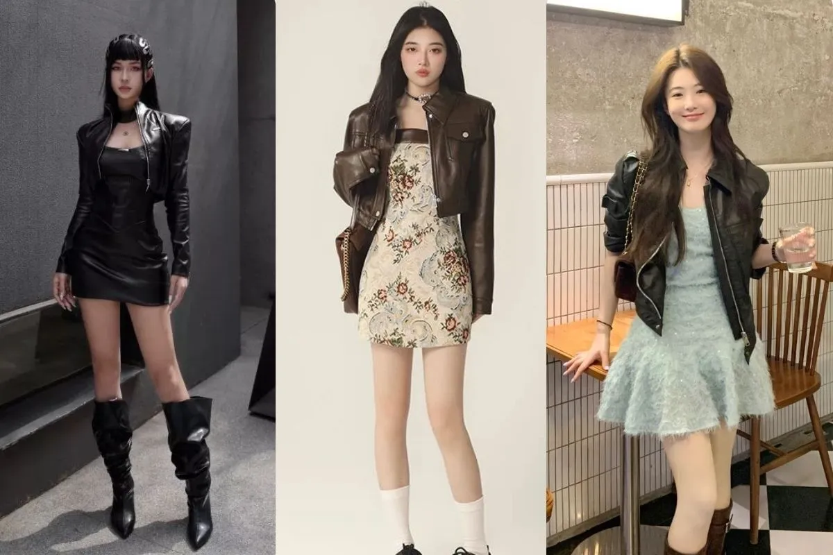 Quý cô quyến rũ với đầm body và áo khoác da đơn giản (Nguồn: Internet)