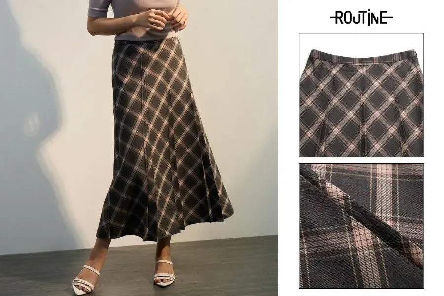 Chân váy caro là một item thời trang Tết không thể bỏ lỡ của các cô nàng sành điệu.