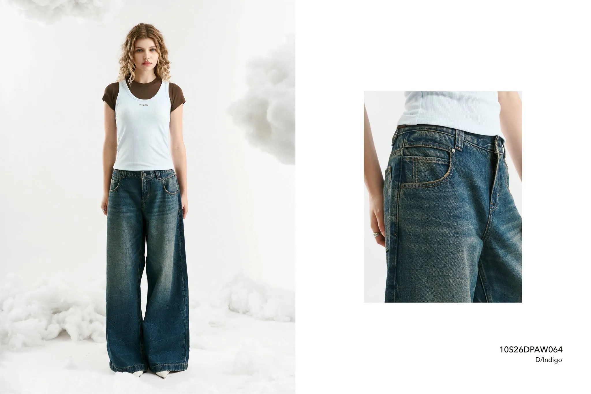 Áo thun layer tank top phối quần jeans ống rộng cá tính khi tham quan Bà Nà Hills