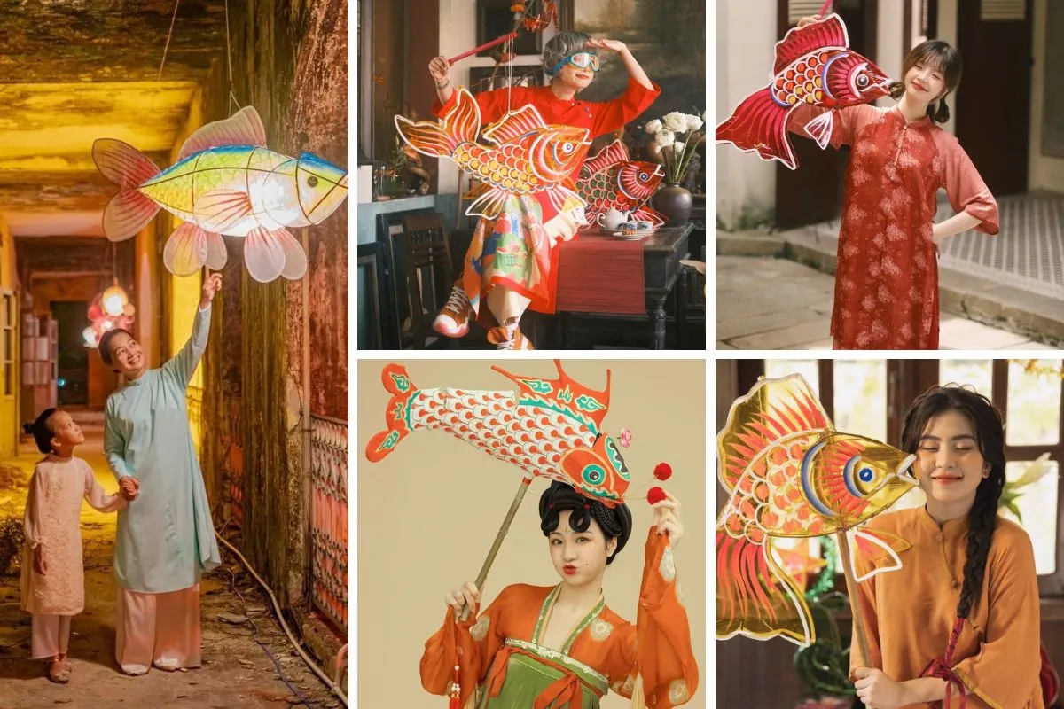 chụp hình trung thu với đèn con cá