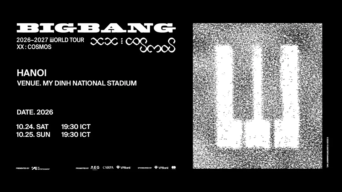 BIGBANG trở lại Hà Nội trong hai đêm diễn thuộc WORLD TOUR < XX : COSMOS > vào tháng 10/2026