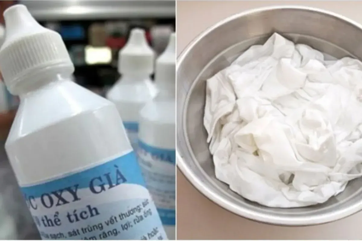 Đối với các vết ố xỉn màu trên quần áo, bạn có thể dùng oxy già làm sạch
