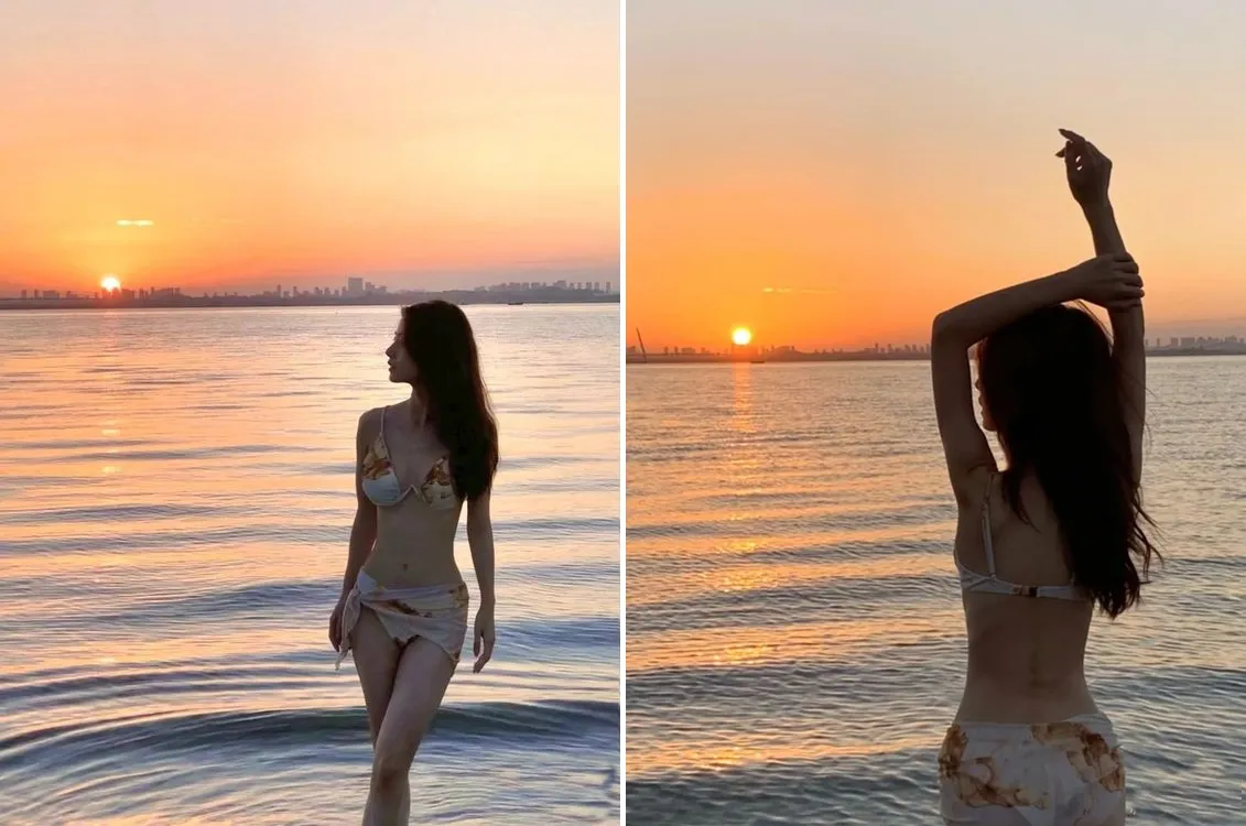 Đứng thả dáng tự do trong ánh hoàng hôn thơ mộng cùng bikini (Nguồn: Internet)