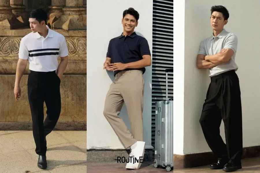 Quần tây nam phối áo polo lịch lãm cho chàng