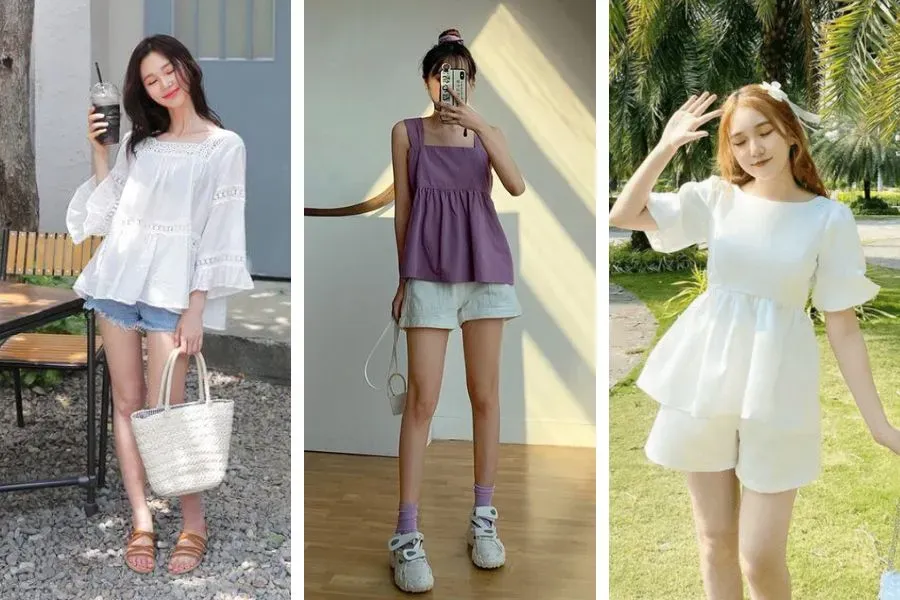 Chiếc áo baby doll được thiết kế kiểu dáng hay chất liệu nào thì chúng cũng rất dễ phối đồ và có thể mix cùng bất cứ chiếc quần short nào.