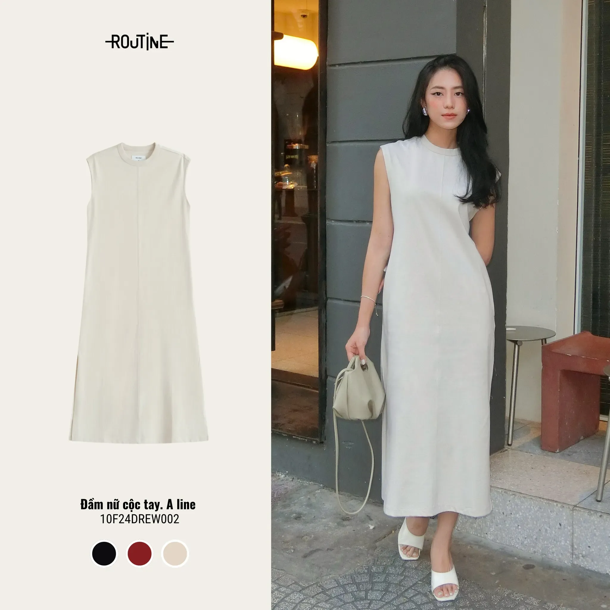 Bộ váy trắng A-line tạo sự thanh thoát và trang nhã, rất thích hợp cho dịp Tết khi đi chúc Tết ông bà