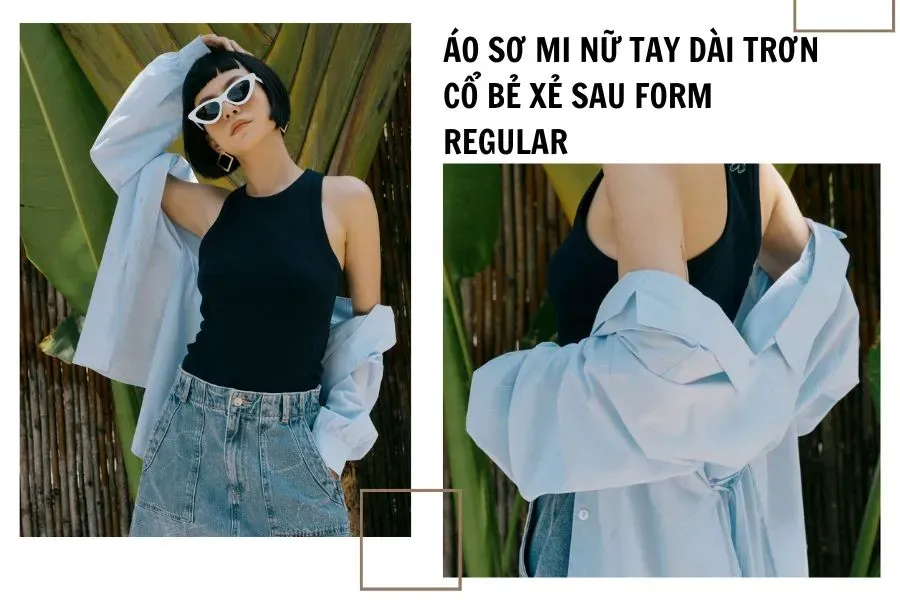 Chiếc áo sơ mi nữ cổ bẻ được thiết kế phá cách, mang vẻ đẹp hiện đại, trẻ trung.