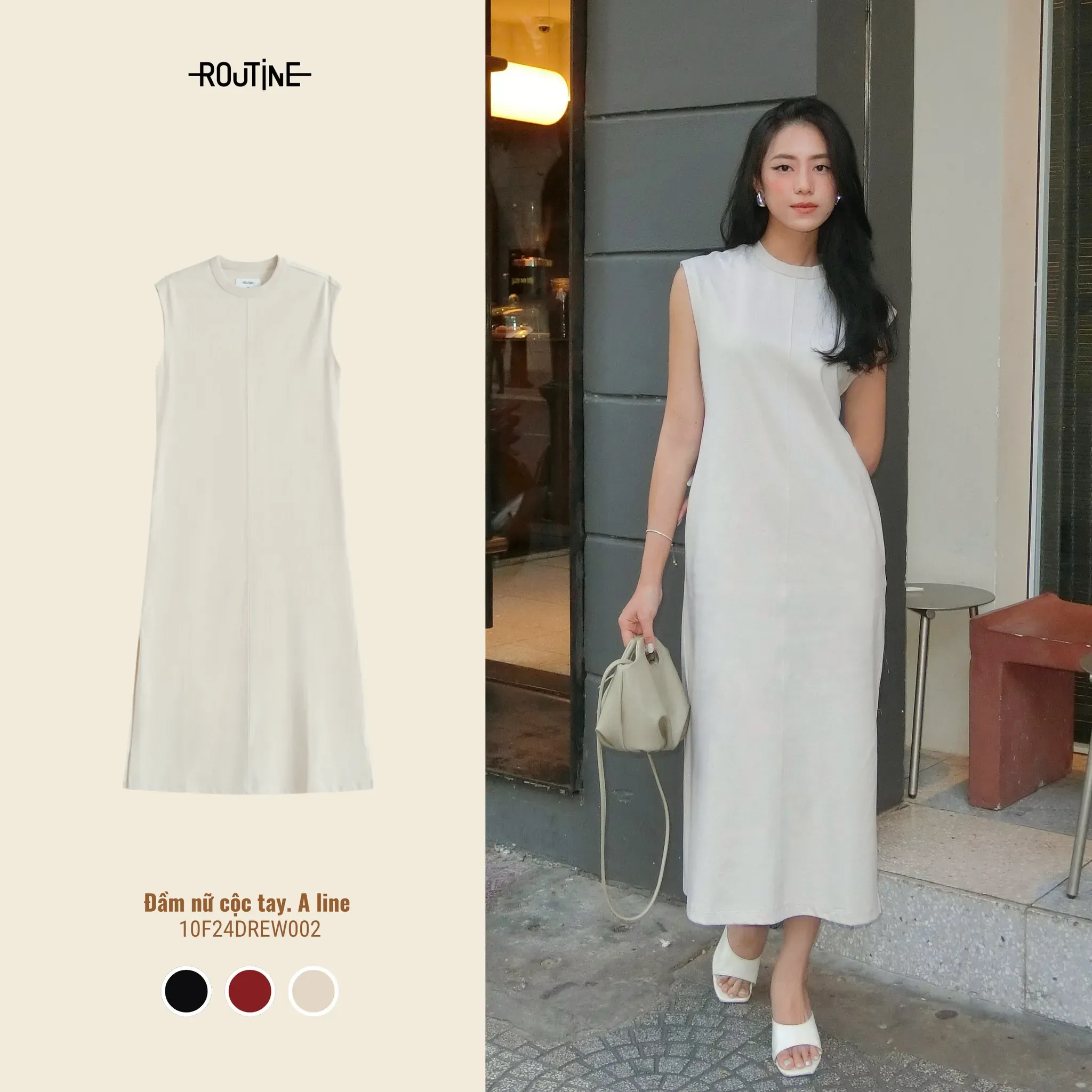 đầm nữ cộc tay dáng dài