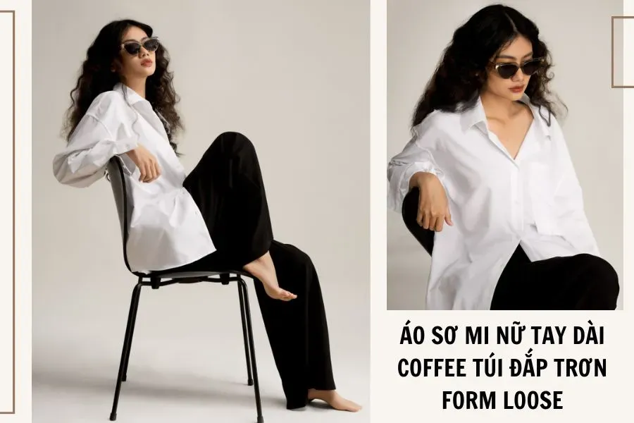 Áo sơ mi coffee nữ form rộng là một trong những kiểu áo được yêu thích nhất 2023