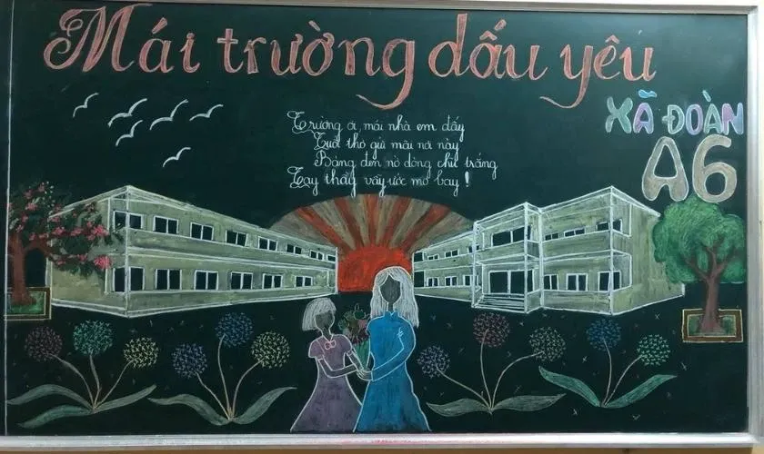 Gợi ý bảng trang trí ngày Nhà giáo Việt Nam mái trường thân yêu