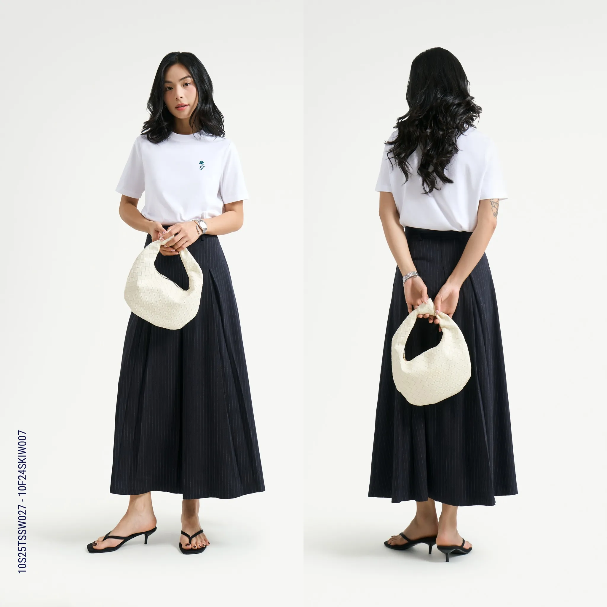 Gợi ý mix đồ tone sur tone theo 2 màu trắng đen cổ điển, thanh lịch (Nguồn: Routine)