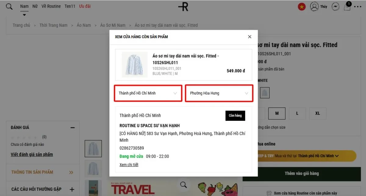 Nhấn chọn khu vực cửa hàng mong muốn