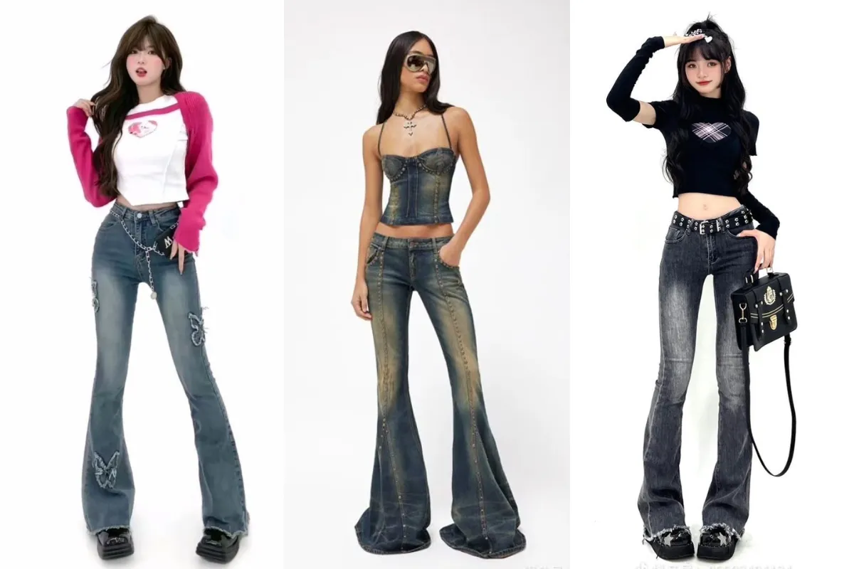 Kết hợp áo croptop với quần ống loe đầy tươi mới và năng động (Nguồn: Internet)