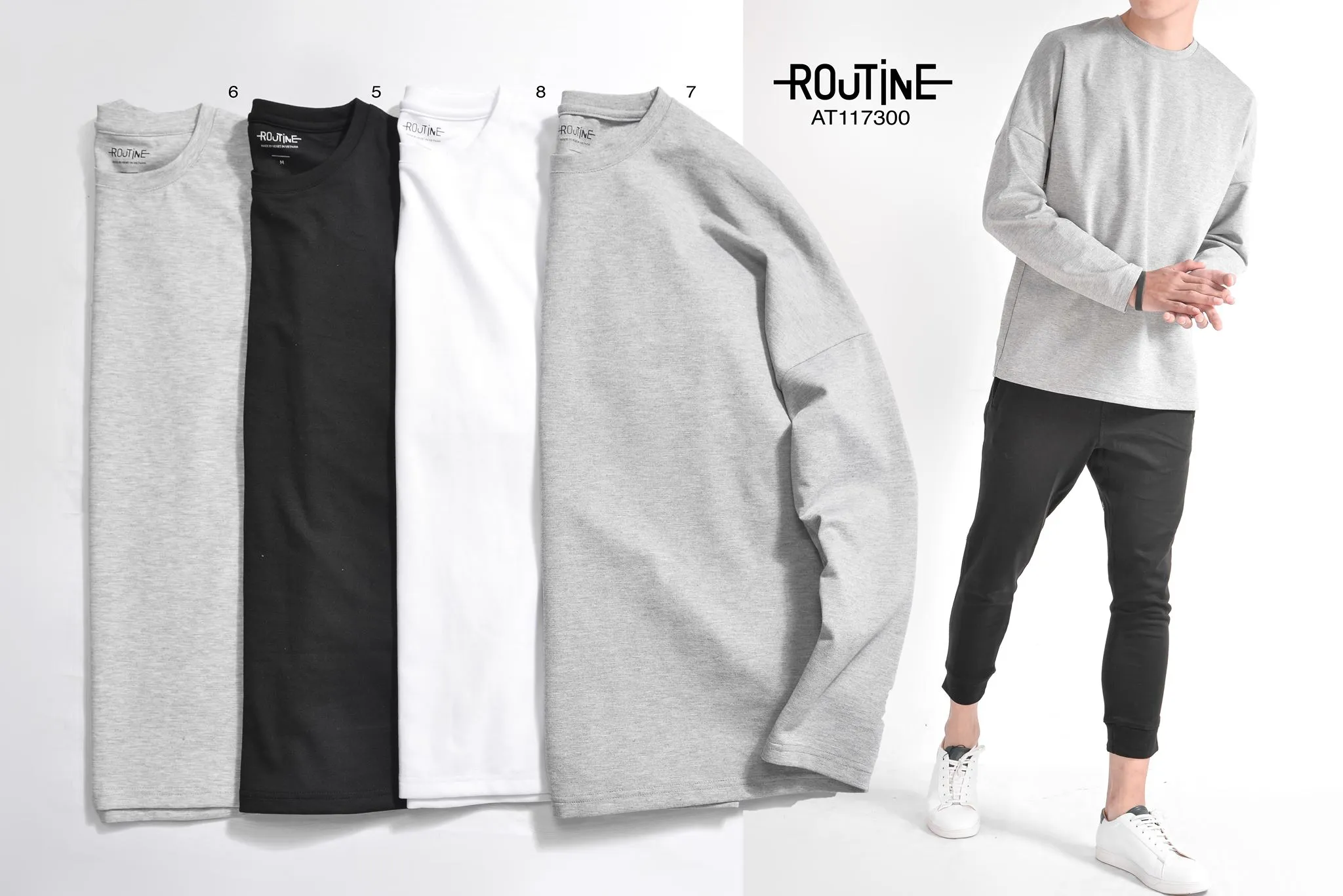 Kết hợp màu ghi với màu đen vừa tối giản, vừa trẻ trung (Nguồn: Routine)